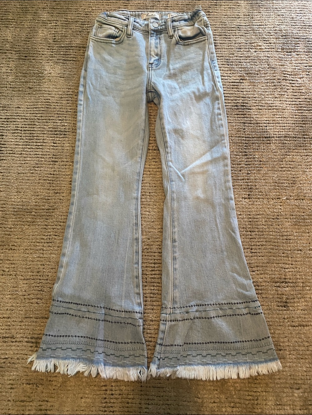 Girls KanCan Fringe-Hem Light Blue Flare Jeans